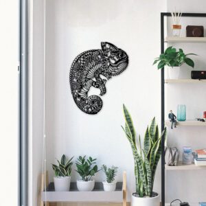 Line art - Wanddecoratie Kameleon