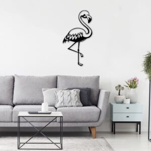 Line art - Wanddecoratie Flamingo